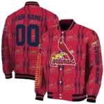 customized st louis cardinals bolt stripe red varsity jacket best selling