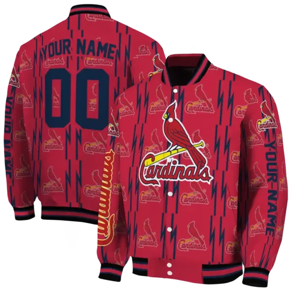 customized st louis cardinals bolt stripe red varsity jacket fashion forward