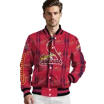 customized st louis cardinals bolt stripe red varsity jacket best selling