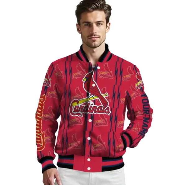 customized st louis cardinals bolt stripe red varsity jacket high quality