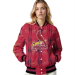 customized st louis cardinals bolt stripe red varsity jacket best selling