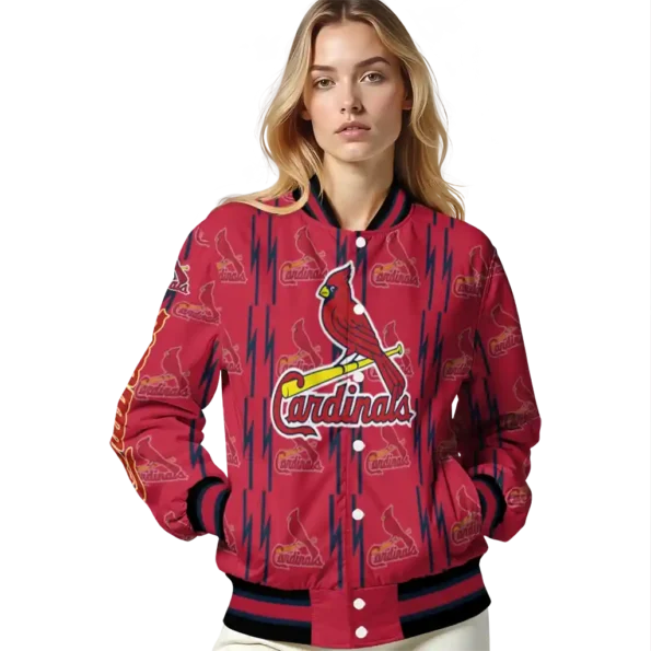 customized st louis cardinals bolt stripe red varsity jacket latest model