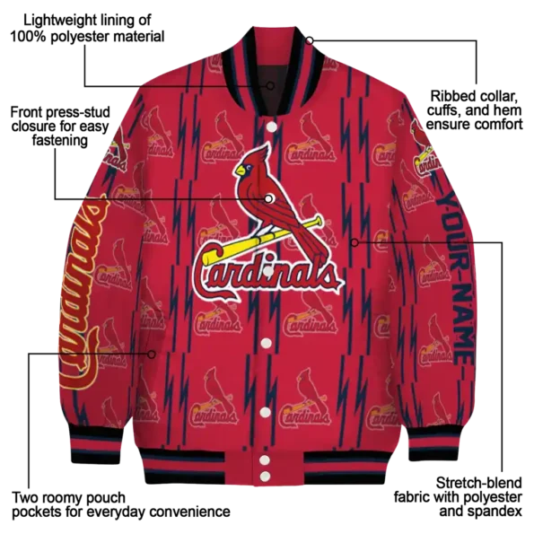 customized st louis cardinals bolt stripe red varsity jacket new arrival
