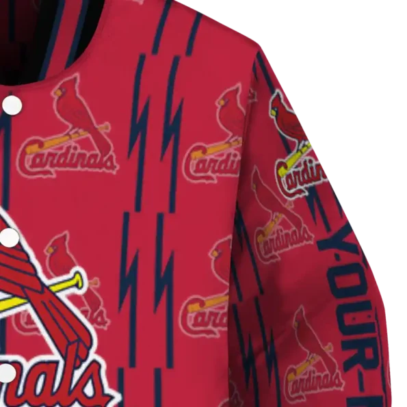 customized st louis cardinals bolt stripe red varsity jacket premium grade