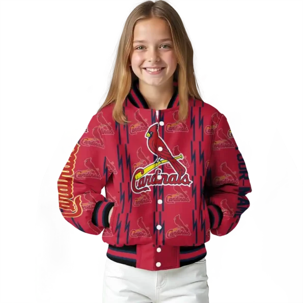 customized st louis cardinals bolt stripe red varsity jacket top rated