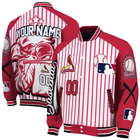 customized st louis cardinals eagle baseball red white varsity jacket fashion forward