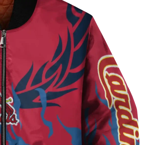 customized st louis cardinals winged blaze red white bomber jacket premium grade