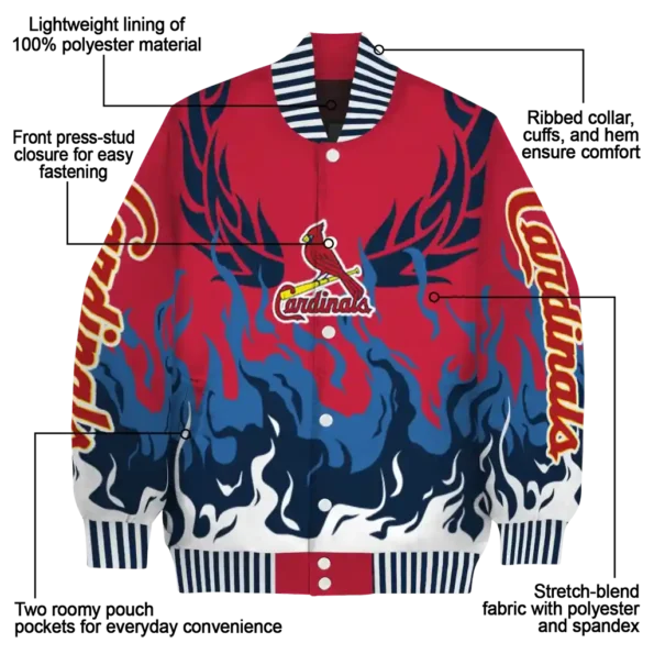 customized st louis cardinals winged blaze red white varsity jacket new arrival