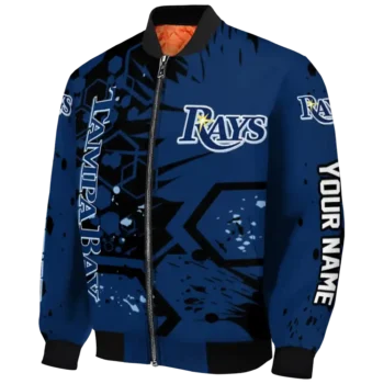 customized tampa bay rays hexagon cluster navy black bomber jacket best selling