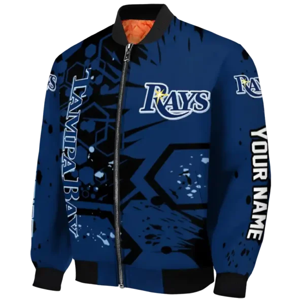 customized tampa bay rays hexagon cluster navy black bomber jacket best selling
