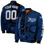 customized tampa bay rays hexagon cluster navy black bomber jacket best selling