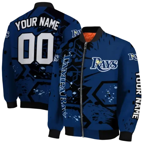 customized tampa bay rays hexagon cluster navy black bomber jacket fashion forward