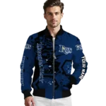 customized tampa bay rays hexagon cluster navy black bomber jacket best selling