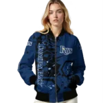 customized tampa bay rays hexagon cluster navy black bomber jacket best selling