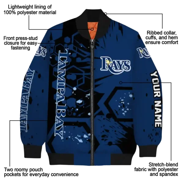 customized tampa bay rays hexagon cluster navy black bomber jacket new arrival