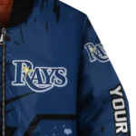 customized tampa bay rays hexagon cluster navy black bomber jacket best selling