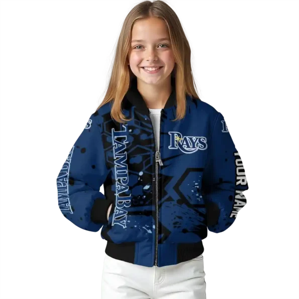 customized tampa bay rays hexagon cluster navy black bomber jacket top rated