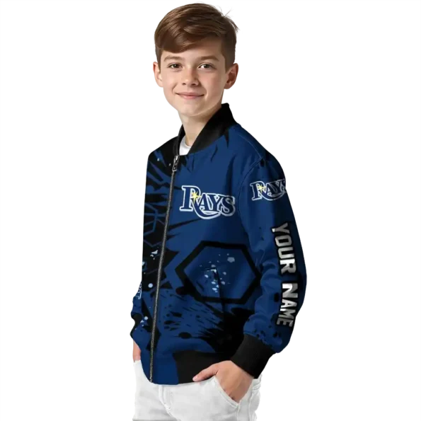 customized tampa bay rays hexagon cluster navy black bomber jacket trendy