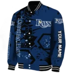 customized tampa bay rays hexagon cluster navy black varsity jacket best selling