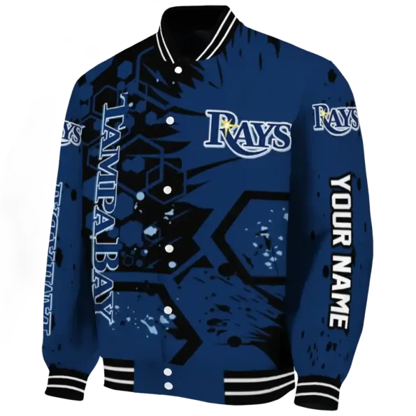 customized tampa bay rays hexagon cluster navy black varsity jacket best selling