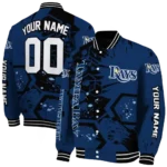 customized tampa bay rays hexagon cluster navy black varsity jacket best selling