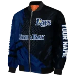 customized tampa bay rays hexagon mesh navy black bomber jacket best selling