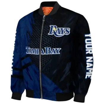 customized tampa bay rays hexagon mesh navy black bomber jacket best selling