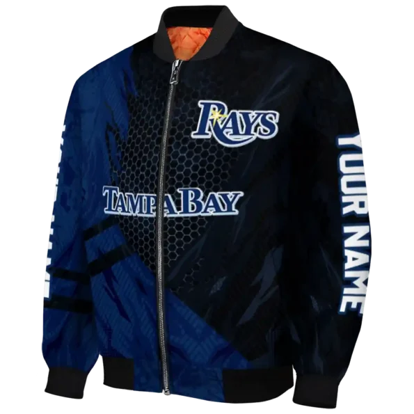 customized tampa bay rays hexagon mesh navy black bomber jacket best selling