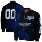 customized tampa bay rays hexagon mesh navy black bomber jacket best selling