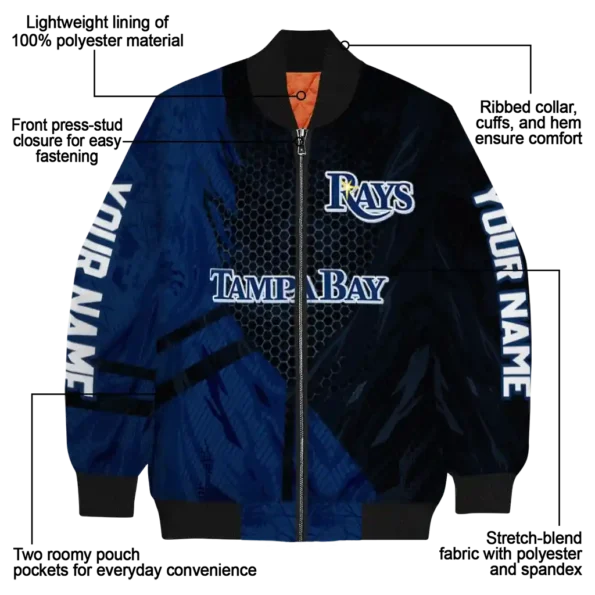 customized tampa bay rays hexagon mesh navy black bomber jacket new arrival