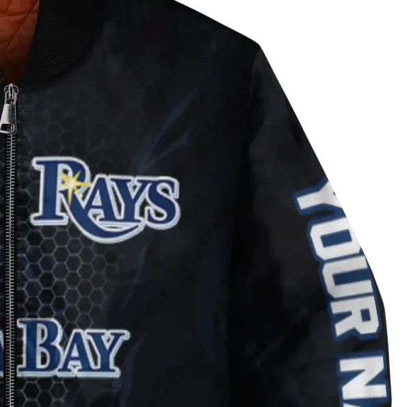customized tampa bay rays hexagon mesh navy black bomber jacket premium grade