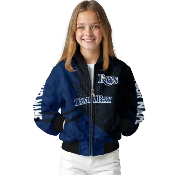 customized tampa bay rays hexagon mesh navy black bomber jacket top rated