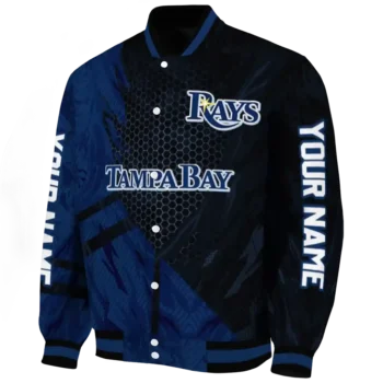 customized tampa bay rays hexagon mesh navy black varsity jacket best selling