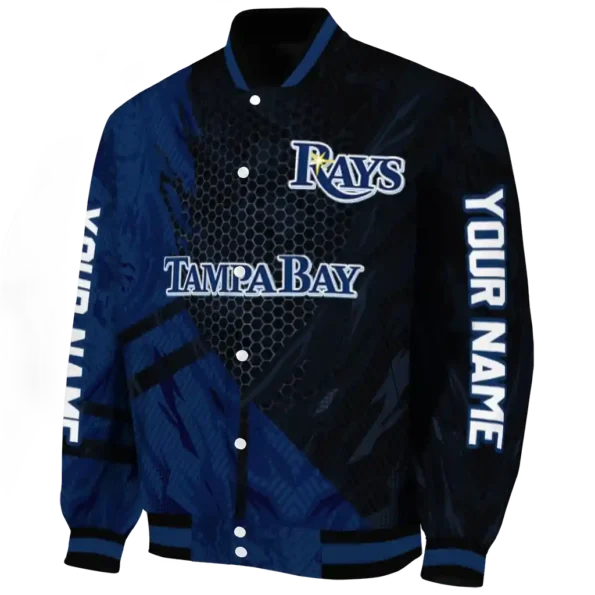 customized tampa bay rays hexagon mesh navy black varsity jacket best selling