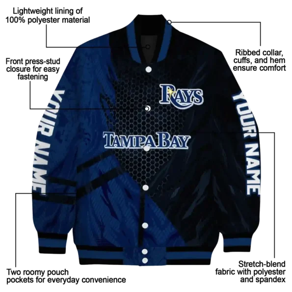 customized tampa bay rays hexagon mesh navy black varsity jacket new arrival