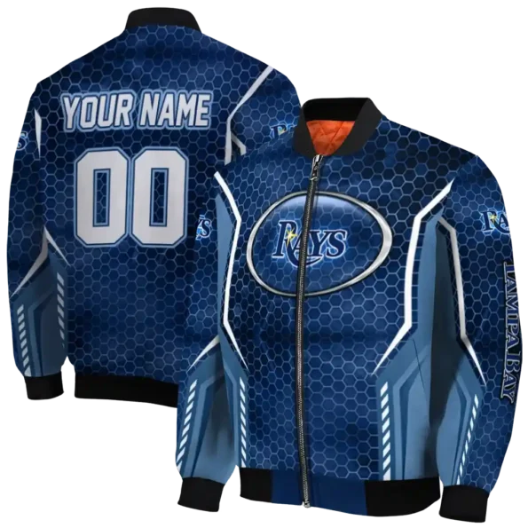 customized tampa bay rays power plate navy bomber jacket fashion forward
