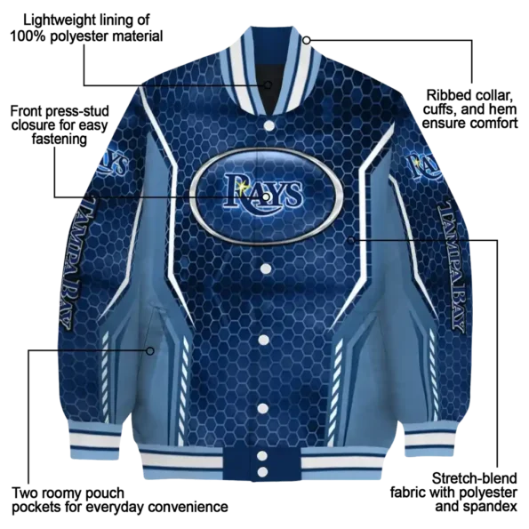 customized tampa bay rays power plate navy varsity jacket new arrival