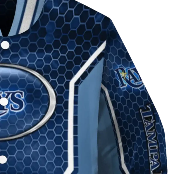 customized tampa bay rays power plate navy varsity jacket premium grade