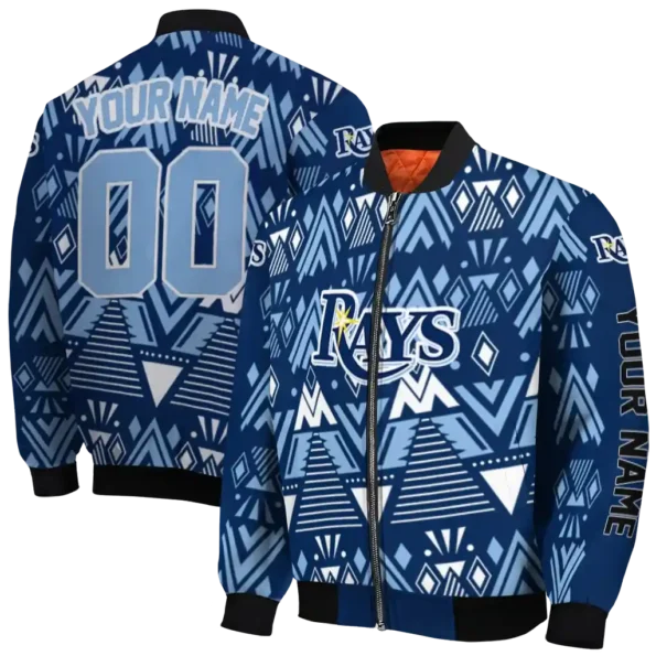 customized tampa bay rays pyramid shapes navy bomber jacket fashion forward