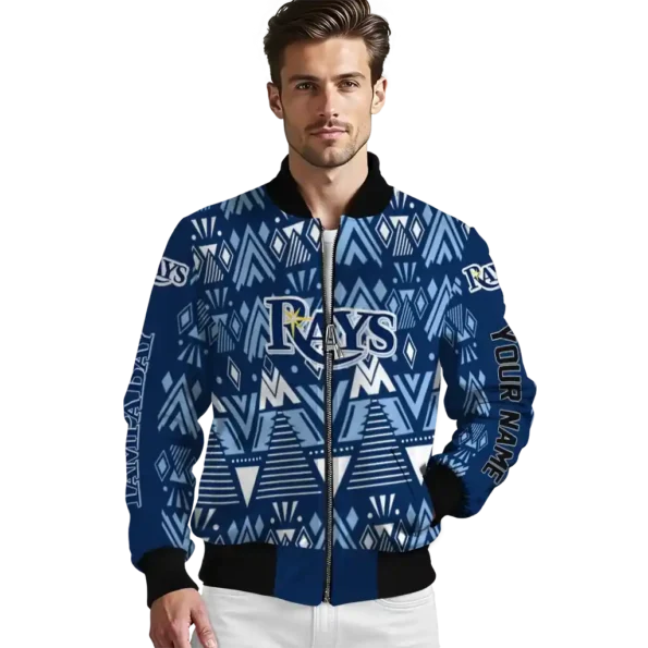 customized tampa bay rays pyramid shapes navy bomber jacket high quality