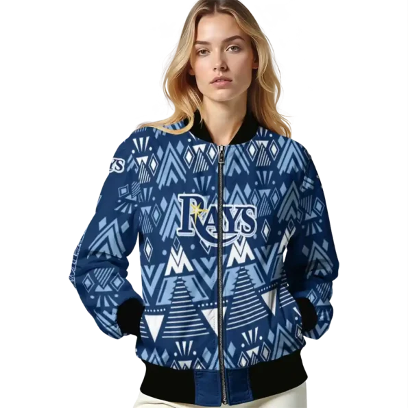 customized tampa bay rays pyramid shapes navy bomber jacket latest model