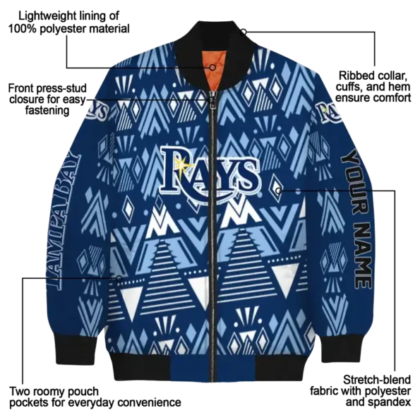 customized tampa bay rays pyramid shapes navy bomber jacket new arrival