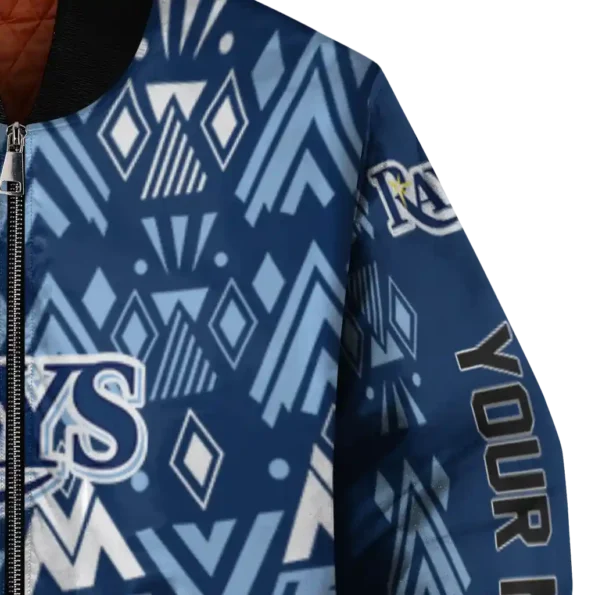 customized tampa bay rays pyramid shapes navy bomber jacket premium grade