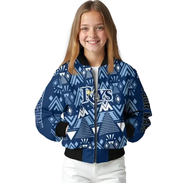 customized tampa bay rays pyramid shapes navy bomber jacket top rated