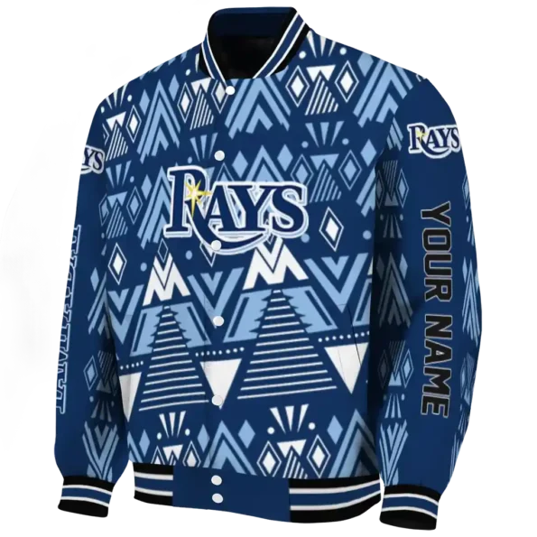 customized tampa bay rays pyramid shapes navy varsity jacket best selling