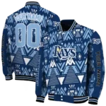 customized tampa bay rays pyramid shapes navy varsity jacket best selling