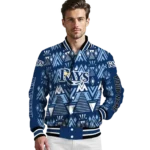 customized tampa bay rays pyramid shapes navy varsity jacket best selling