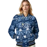customized tampa bay rays pyramid shapes navy varsity jacket best selling