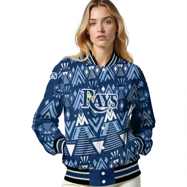 customized tampa bay rays pyramid shapes navy varsity jacket latest model