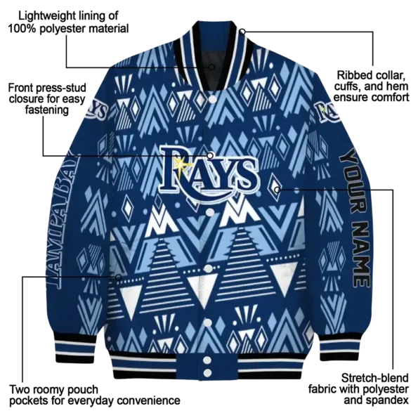 customized tampa bay rays pyramid shapes navy varsity jacket new arrival